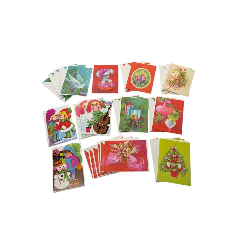 VTG Lot of 29 Christmas cards. 1960s-1970s. MCM, unused, holiday